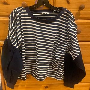 kinly Navy Striped Women's Blouse